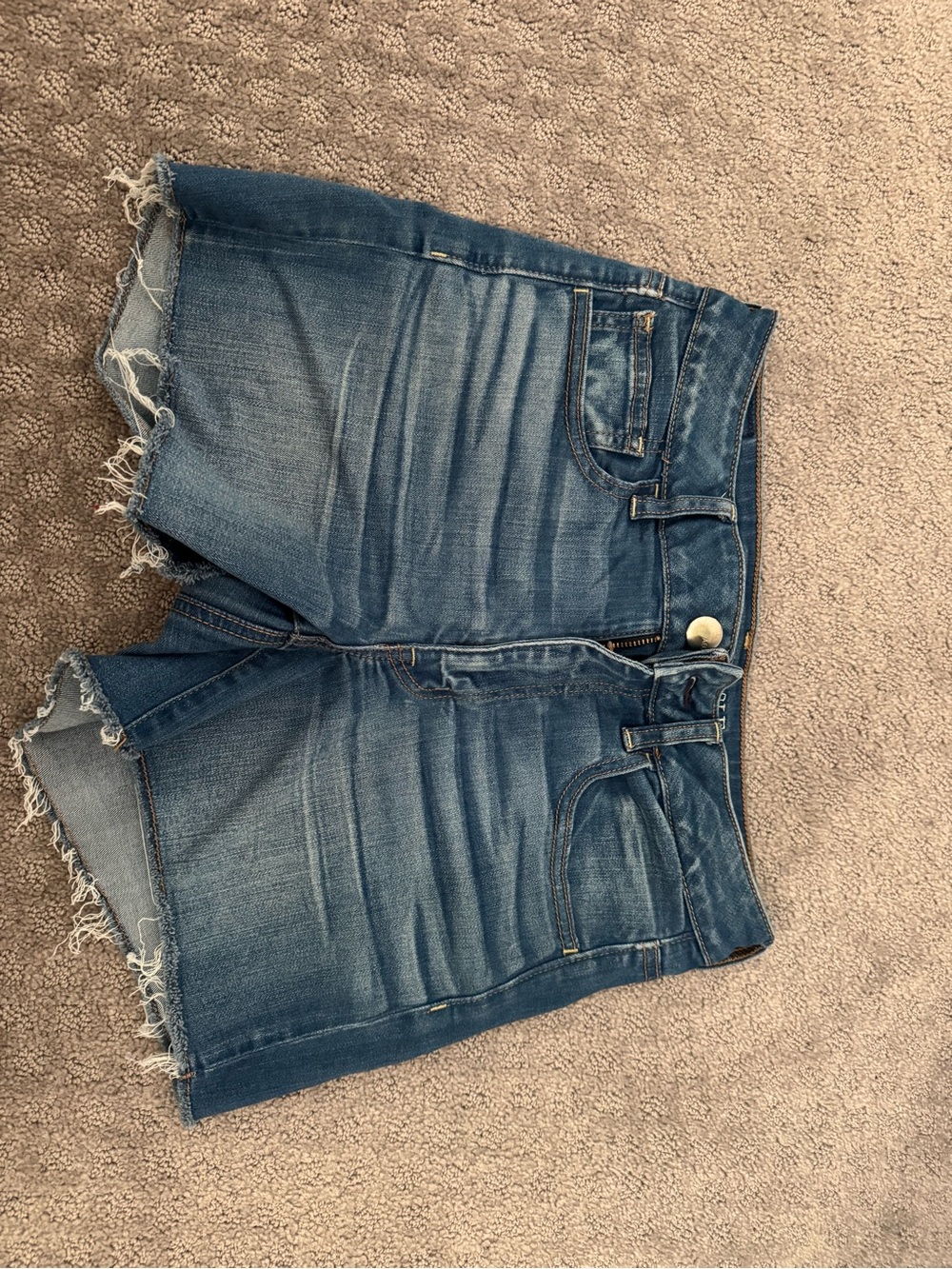 American Eagle Outfitters Blue Denim Frayed-Hem Shorts